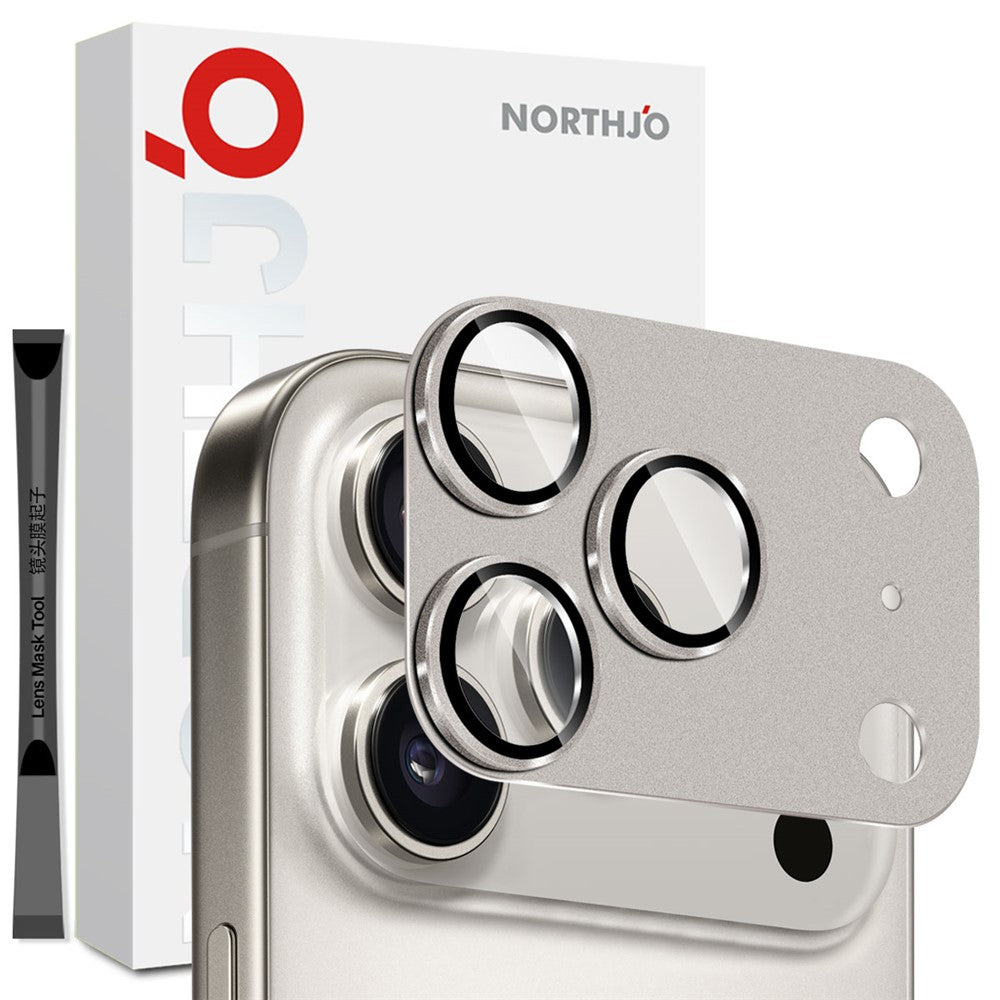 NORTHJO For iPhone 17 Pro Max Camera Lens Protector Matte Metal Lens Cover with Integrated 9H Tempered Glass Film