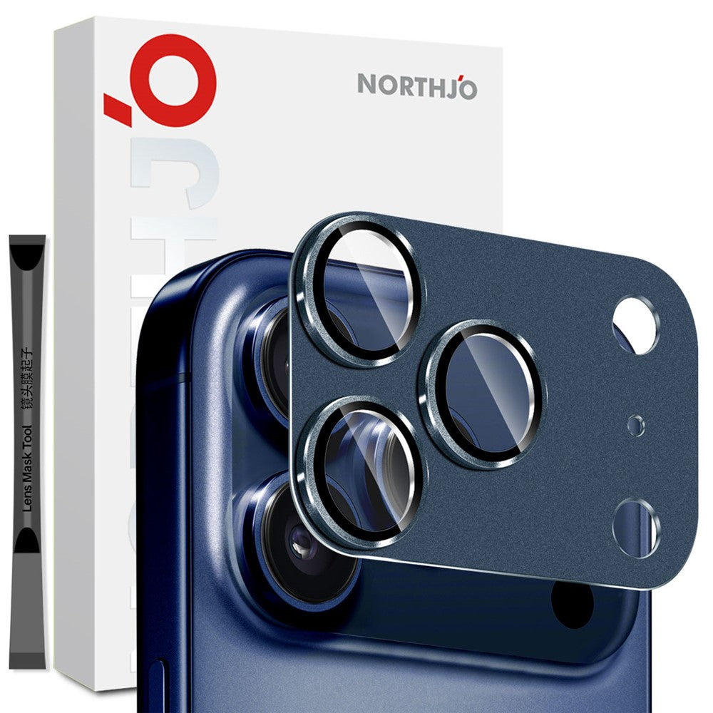 NORTHJO For iPhone 17 Pro Max Camera Lens Protector Matte Metal Lens Cover with Integrated 9H Tempered Glass Film