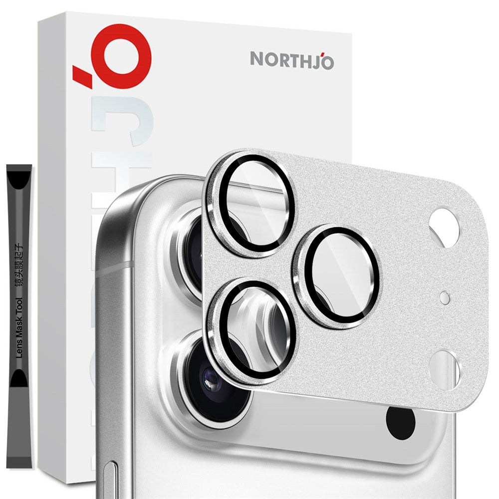 NORTHJO For iPhone 17 Pro Max Camera Lens Protector Matte Metal Lens Cover with Integrated 9H Tempered Glass Film