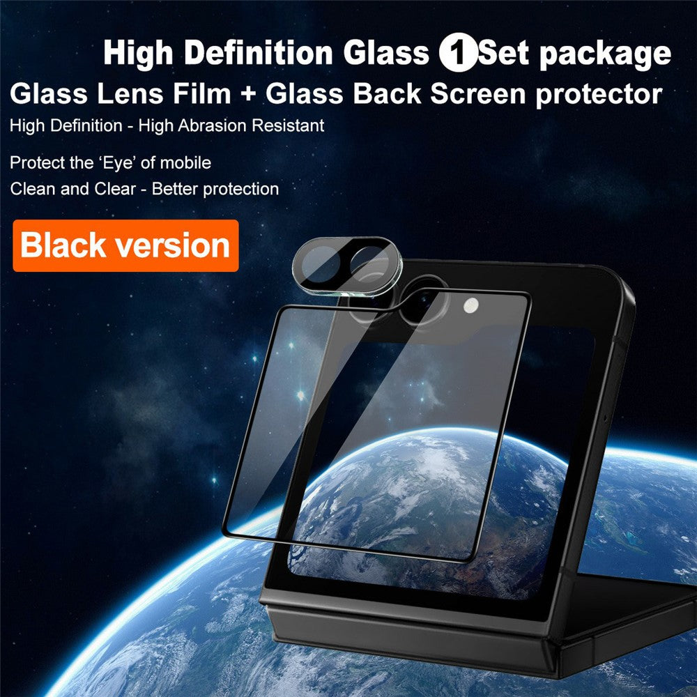 IMAK For Samsung Galaxy Z Flip7 FE 5G Tempered Glass Camera Lens Film + Rear Screen Protector (Black Version)