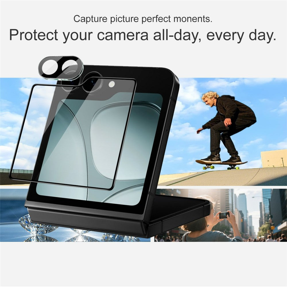 IMAK For Samsung Galaxy Z Flip7 FE 5G Tempered Glass Camera Lens Film + Rear Screen Protector (Black Version)