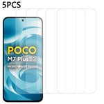 5Pcs For Xiaomi Poco M7 Plus 5G Front Screen Protector 0.3mm 2.5D Tempered Glass Clear Film