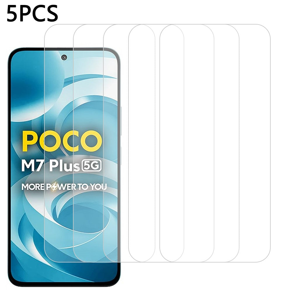 5Pcs For Xiaomi Poco M7 Plus 5G Front Screen Protector 0.3mm 2.5D Tempered Glass Clear Film