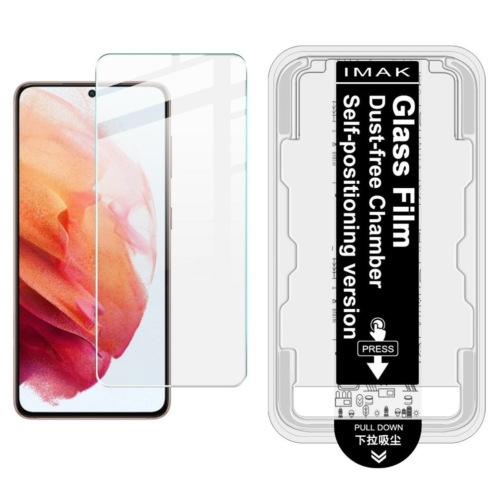 IMAK H-serien för Samsung Galaxy S21 5G / 4G härdat glasskärmskydd enkel installationsfilm med automatisk dammborttagningsverktygssats (fingeravtryckslåsning)
