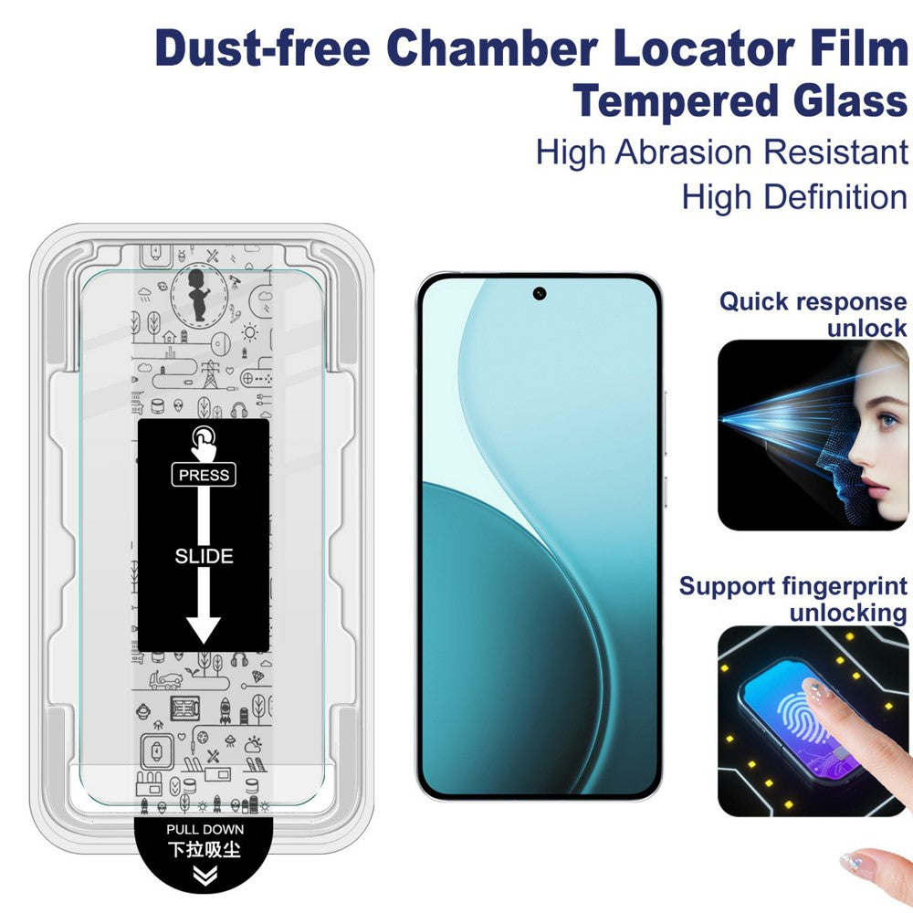 IMAK H Series For Oppo Reno14 Pro 5G (Global) Tempered Glass Screen Protector Easy Installation Film with Auto Dust-Remove Tool Kit (Fingerprint Unlock)
