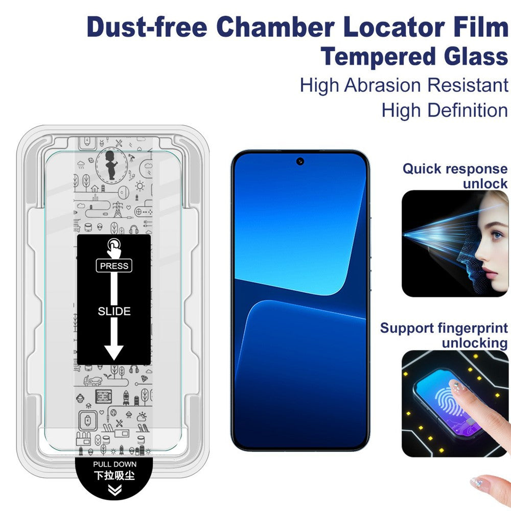 IMAK H Series For Xiaomi 14 / 13 Tempered Glass Screen Protector Easy Installation Film with Auto Dust-Remove Tool Kit (Fingerprint Unlock)