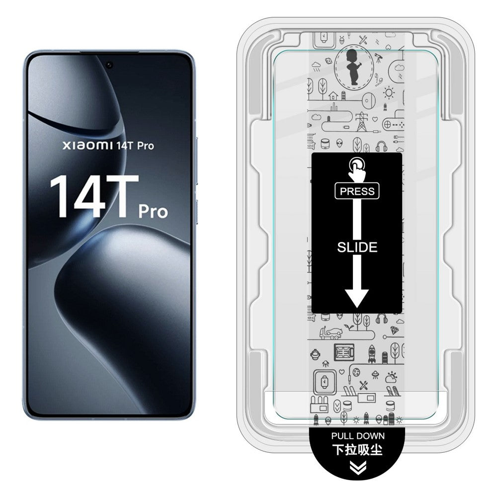 IMAK H Series For Xiaomi 14T Pro / 14T Tempered Glass Screen Protector Easy Installation Film with Auto Dust-Remove Tool Kit (Fingerprint Unlock)