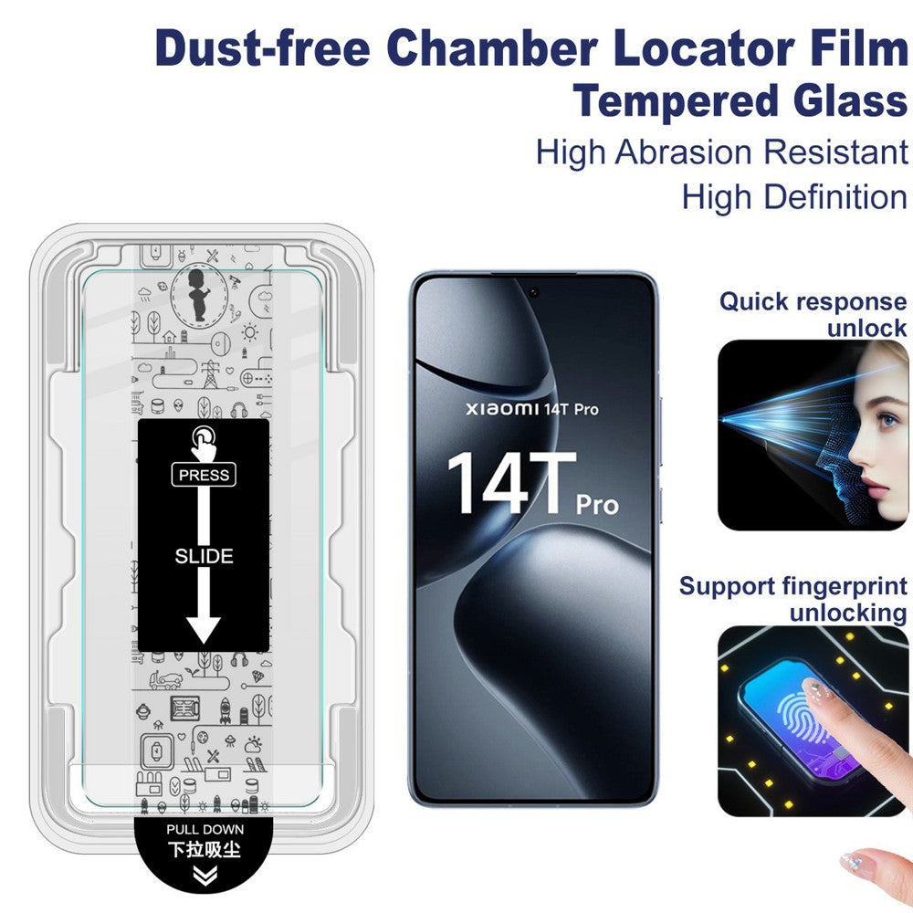 IMAK H Series For Xiaomi 14T Pro / 14T Tempered Glass Screen Protector Easy Installation Film with Auto Dust-Remove Tool Kit (Fingerprint Unlock)