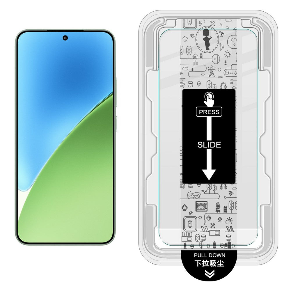 IMAK H-serien för Xiaomi 15/15 Custom Edition härdat skärmskydd i glas, enkel installationsfilm med verktygssats för automatisk dammborttagning (fingeravtryckslåsning)