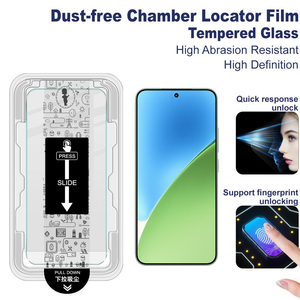 IMAK H Series For Xiaomi 15 / 15 Custom Edition Tempered Glass Screen Protector Easy Installation Film with Auto Dust-Remove Tool Kit (Fingerprint Unlock)