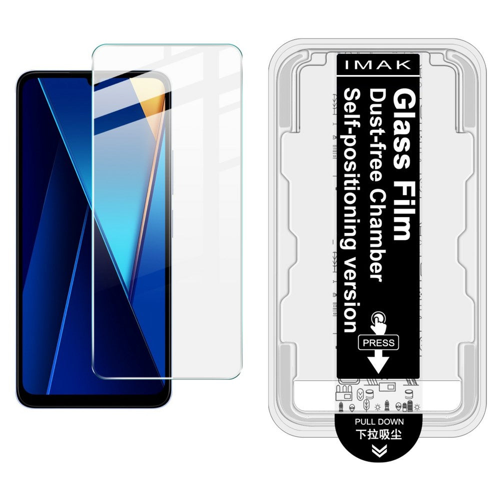 IMAK H-serien för Xiaomi Poco C65 4G / Redmi 13C 4G skärmskydd i härdat glas, enkel installationsfilm med verktygssats för automatisk dammborttagning (fingeravtryckslåsning)