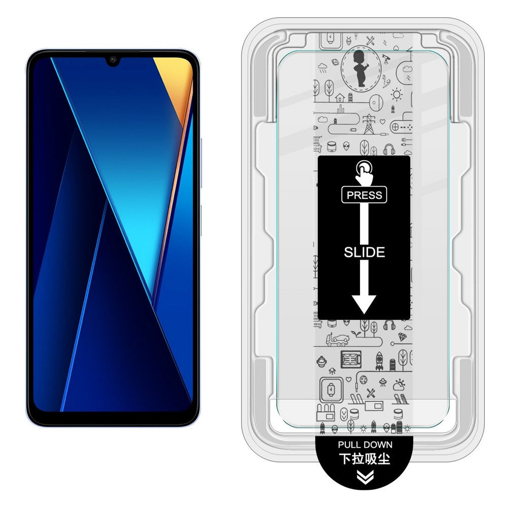 IMAK H-serien för Xiaomi Poco C65 4G / Redmi 13C 4G skärmskydd i härdat glas, enkel installationsfilm med verktygssats för automatisk dammborttagning (fingeravtryckslåsning)