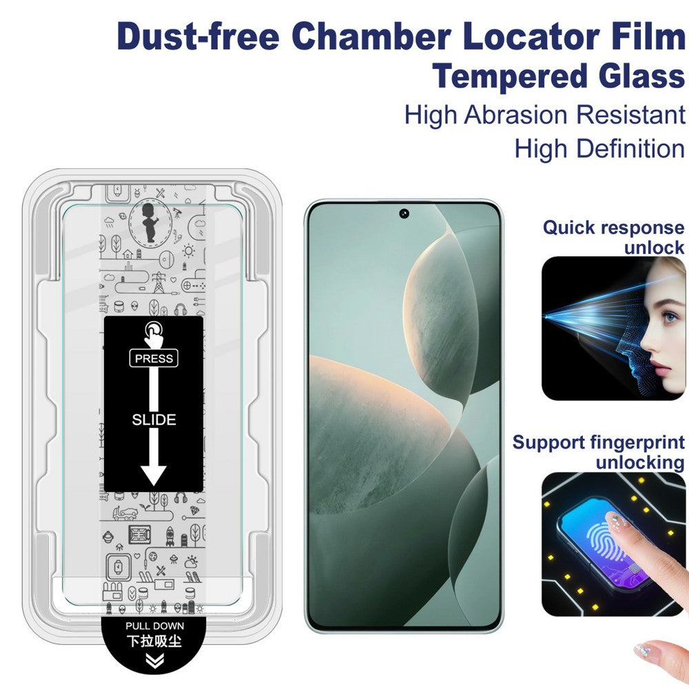 IMAK H Series For Xiaomi Poco X6 Pro 5G / Redmi K70E 5G Tempered Glass Screen Protector Easy Installation Film with Auto Dust-Remove Tool Kit (Fingerprint Unlock)