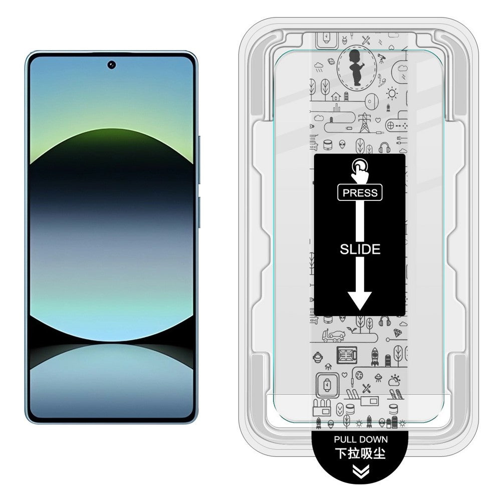 IMAK H-serien för Xiaomi Redmi Note 14S 4G skärmskydd i härdat glas, enkel installationsfilm med verktygssats för automatisk dammborttagning (fingeravtryckslåsning)