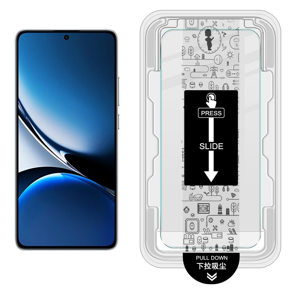 IMAK H-serien til Xiaomi Poco X7 Pro 5G / Redmi Turbo 4 5G, hærdet glasskærmbeskyttelse med nem installation, film med automatisk støvfjernelsesværktøj (oplåsning med fingeraftryk)