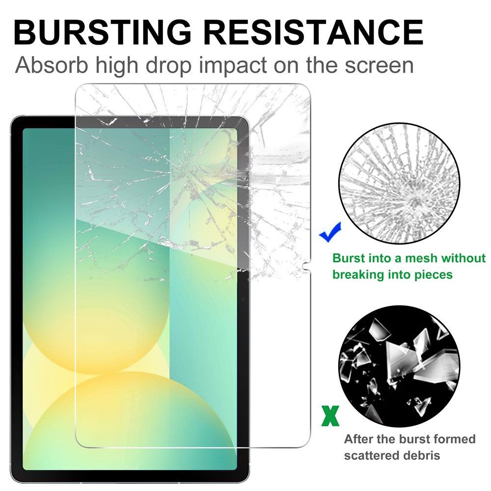 For Samsung Galaxy Tab S10 FE+ Screen Protector Anti-Shatter Arc Edge Tempered Glass Film