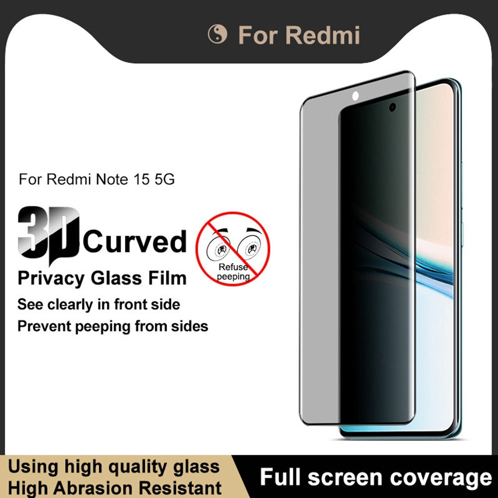 IMAK For Xiaomi Poco M8 5G / Redmi Note 15 5G (Global) Anti Spy Screen Protector Full Cover Tempered Glass Film