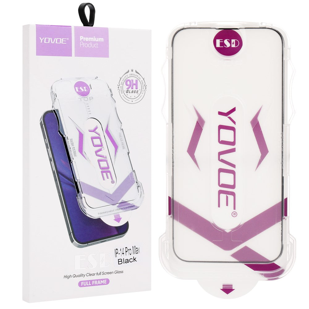 YOVOE Screen Protector For iPhone 14  /  13 Pro  /  13 Silk Printing HD Tempered Glass Film with Installation Tool