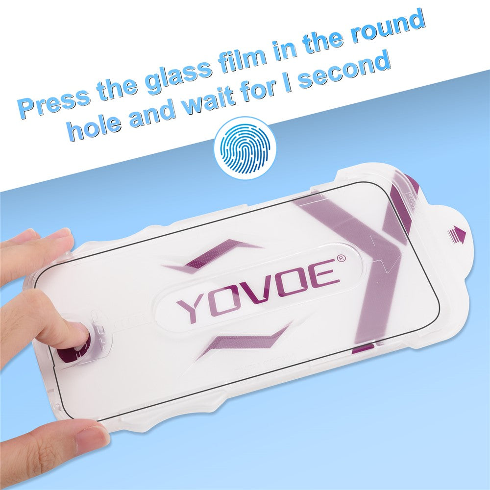 YOVOE For iPhone 14 Plus  /  13 Pro Max Screen Protector Silk Printing HD Tempered Glass Film with Installation Tool
