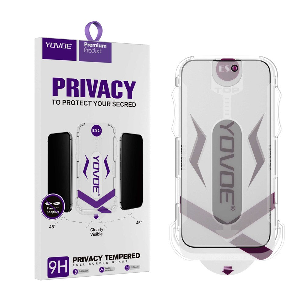 YOVOE For iPhone 13 Pro Screen Protector 28-Degree Anti Spy Tempered Glass Film with Installation Tool