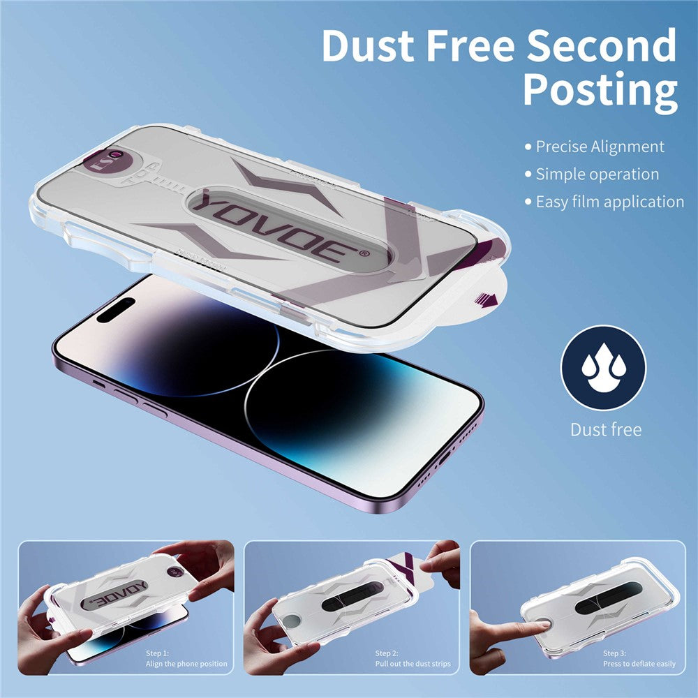 YOVOE For iPhone 13 Pro Screen Protector 28-Degree Anti Spy Tempered Glass Film with Installation Tool