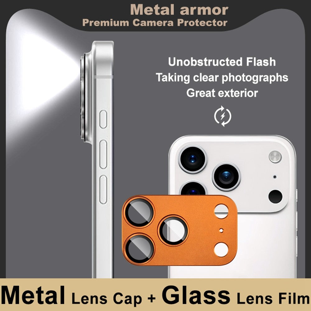 IMAK For iPhone 17 Pro Camera Lens Film Metal Lens Cap + Tempered Glass Lens Protector