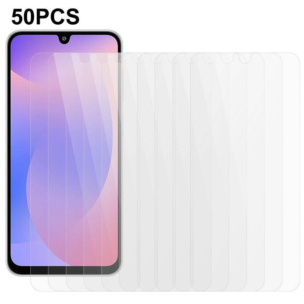 50 st skärmskydd för Samsung Galaxy M36 5G / F36 5G, heltäckande härdat glas, klar skärmfilm (ingen förpackning, med våtservetter, dammuppsamlare, guideklistermärke)