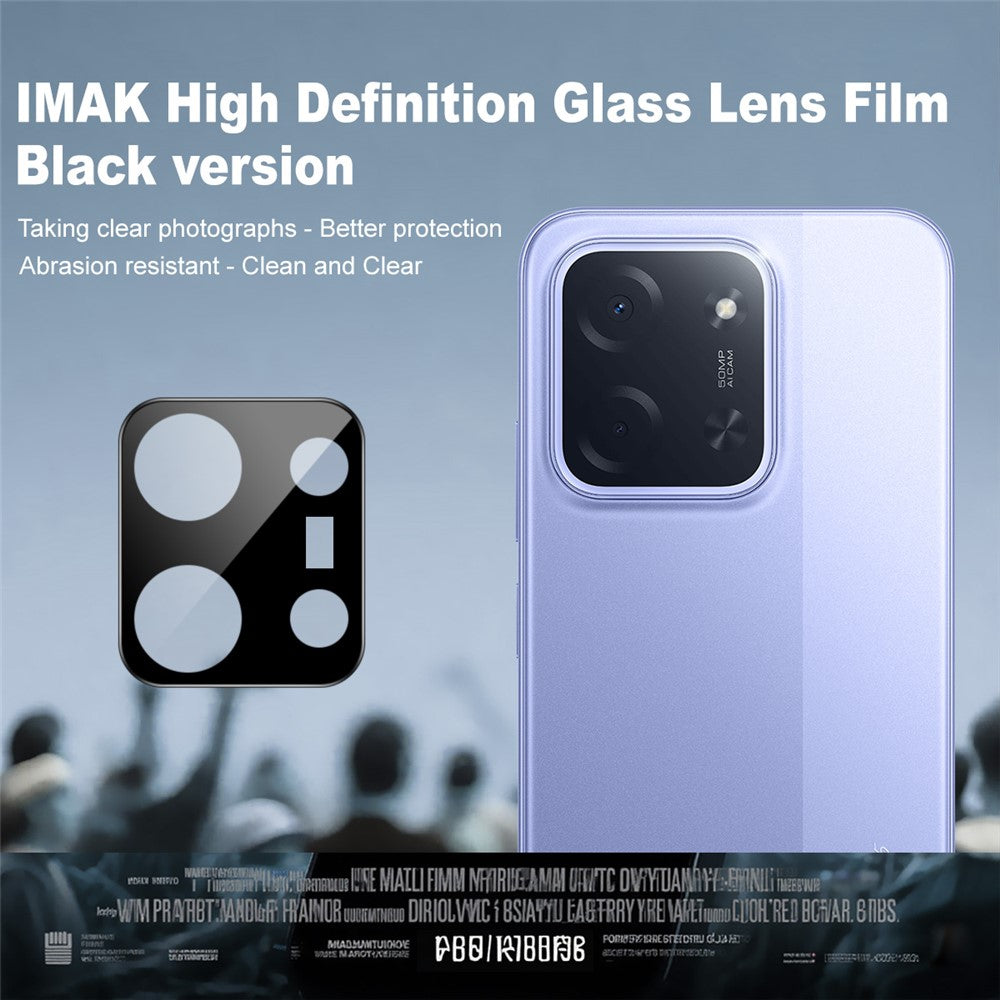 IMAK For Xiaomi Poco C85 4G (171mm)  /  (173mm) Camera Lens Protector Tempered Glass HD Clear Lens Film (Black Version)