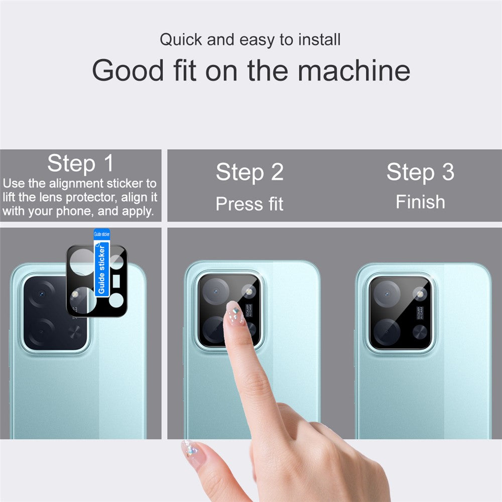 IMAK For Xiaomi Poco C85 4G (171mm)  /  (173mm) Camera Lens Protector Tempered Glass HD Clear Lens Film (Black Version)