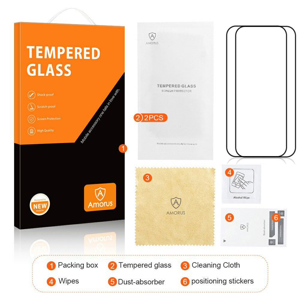 AMORUS 2Pcs For Xiaomi 17 Pro Max Screen Protector Shatterproof Silk Printing Tempered Glass Film