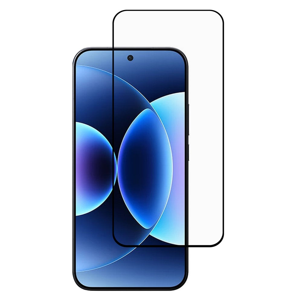 Fuldskærmsbeskyttelse til Xiaomi 17 / 17 Pro, fuld lim, buet kant, HD, høj aluminium-silicium-glasfilm med sort silketrykt kant (oplåsning med fingeraftryk)