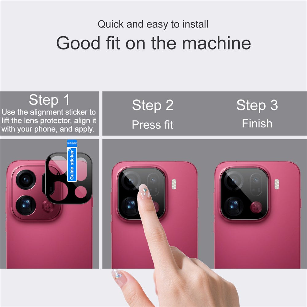 IMAK For Oppo Find X9 Pro 5G Camera Lens Protector Tempered Glass HD Clear Lens Film (Black Version)