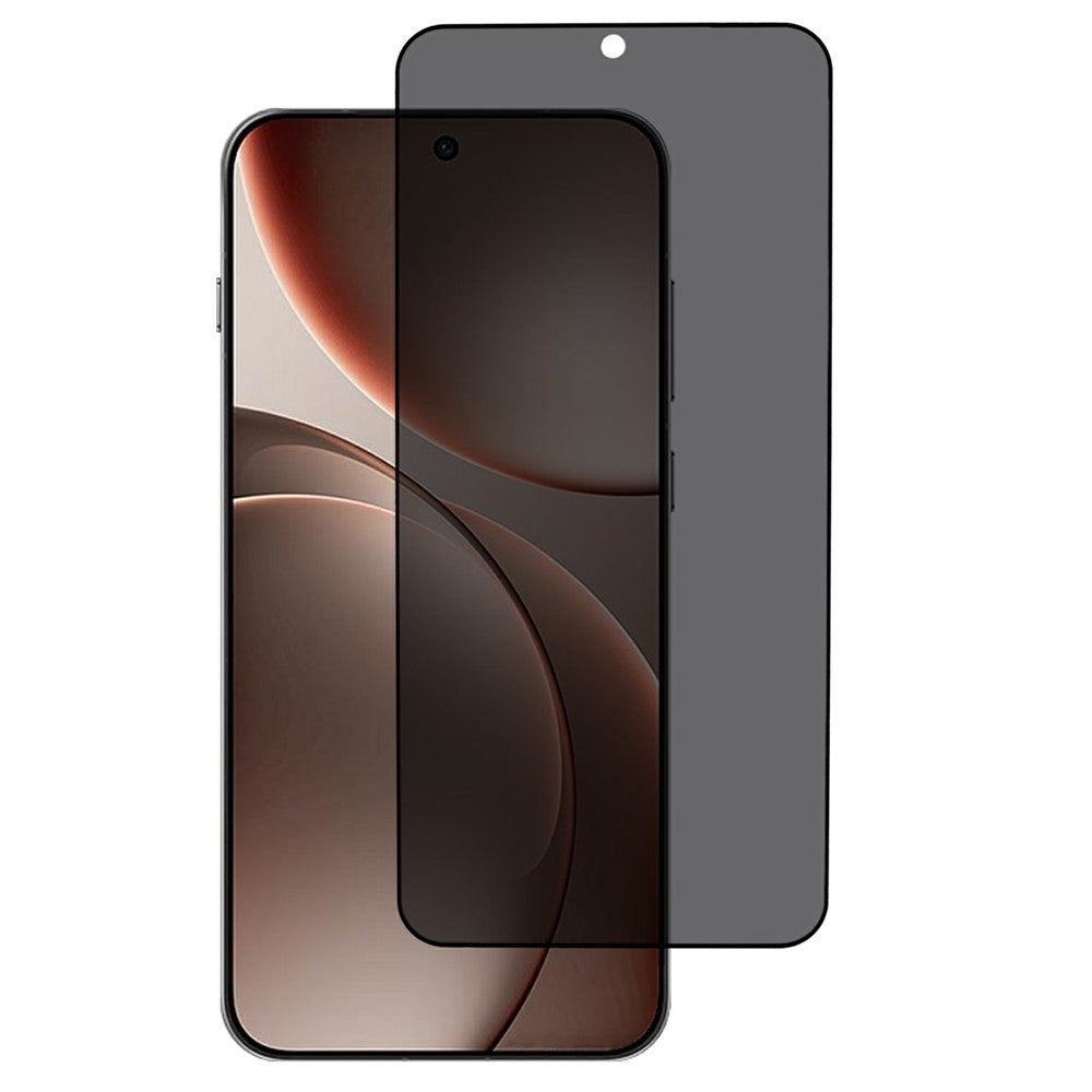 Oppo Find X9 5G Härdat Glas 180 Graders Anti-Peep Film Svart Kant Helklister Helskärmsskydd med Fingeravtryckslåsning