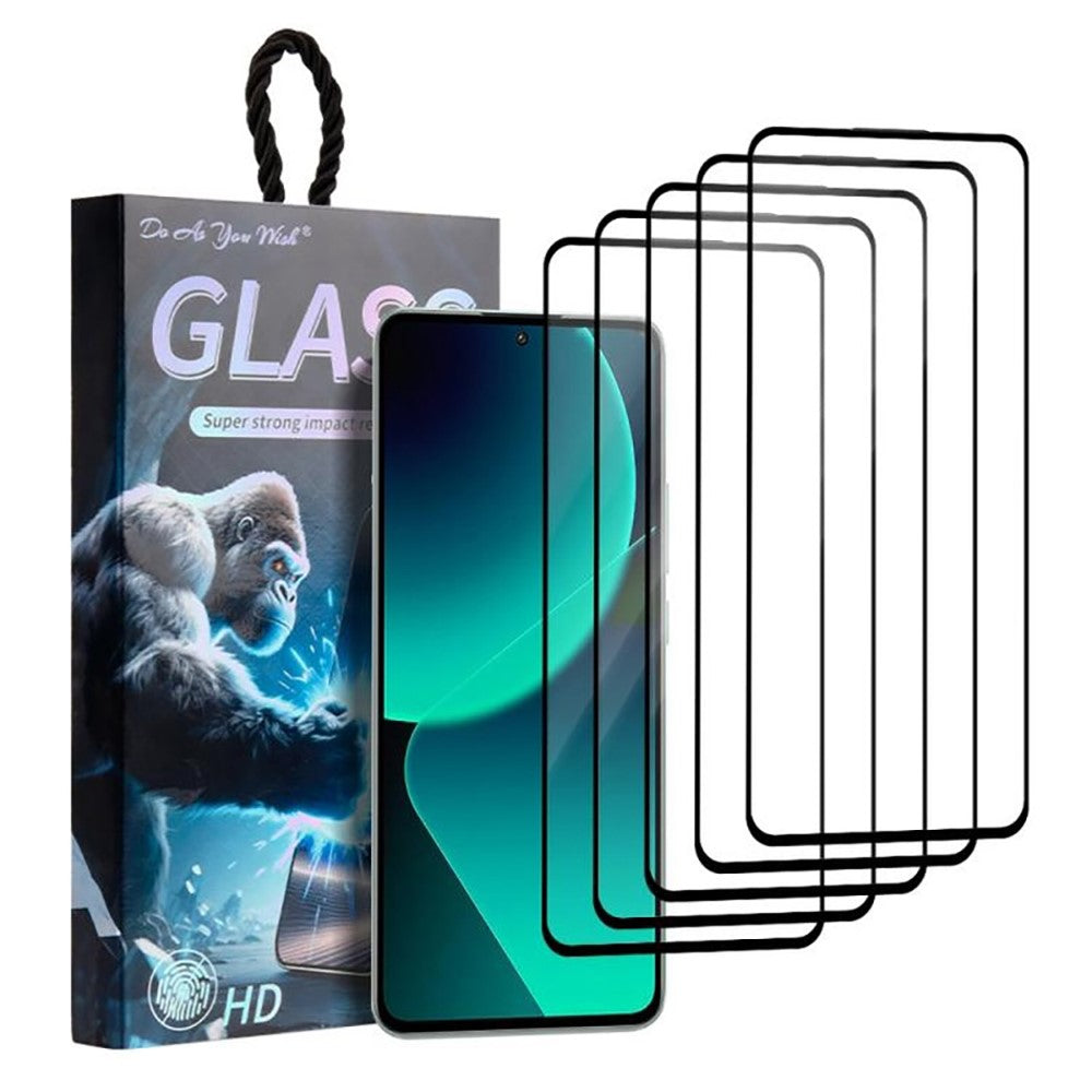 GÖR SOM DU VILL 5 st. för Xiaomi 13T Pro skärmskydd silkestryck helhäftande lim hög aluminium-kisel glasfilm