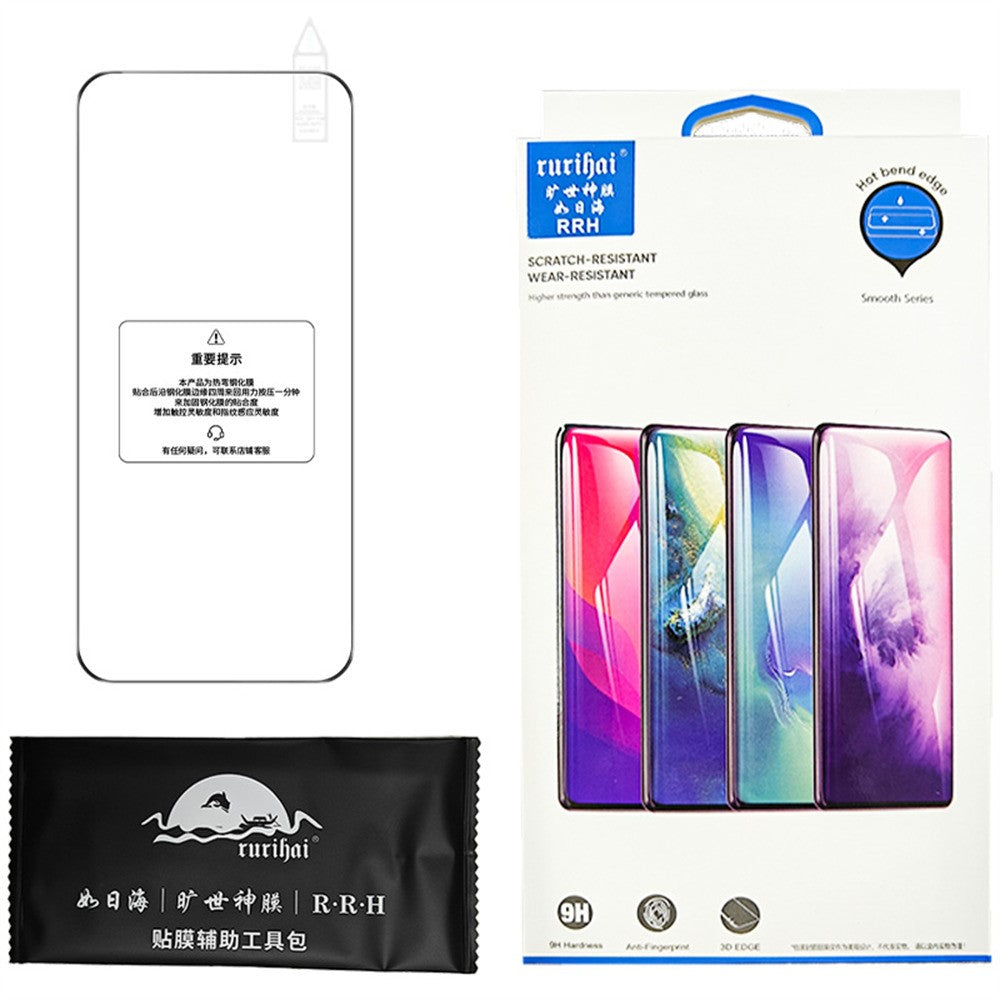 RURIHAI For Honor Magic8 Pro 5G High Aluminium-Silicon Glass Phone Screen Protector 3D Curved Side Glue Film