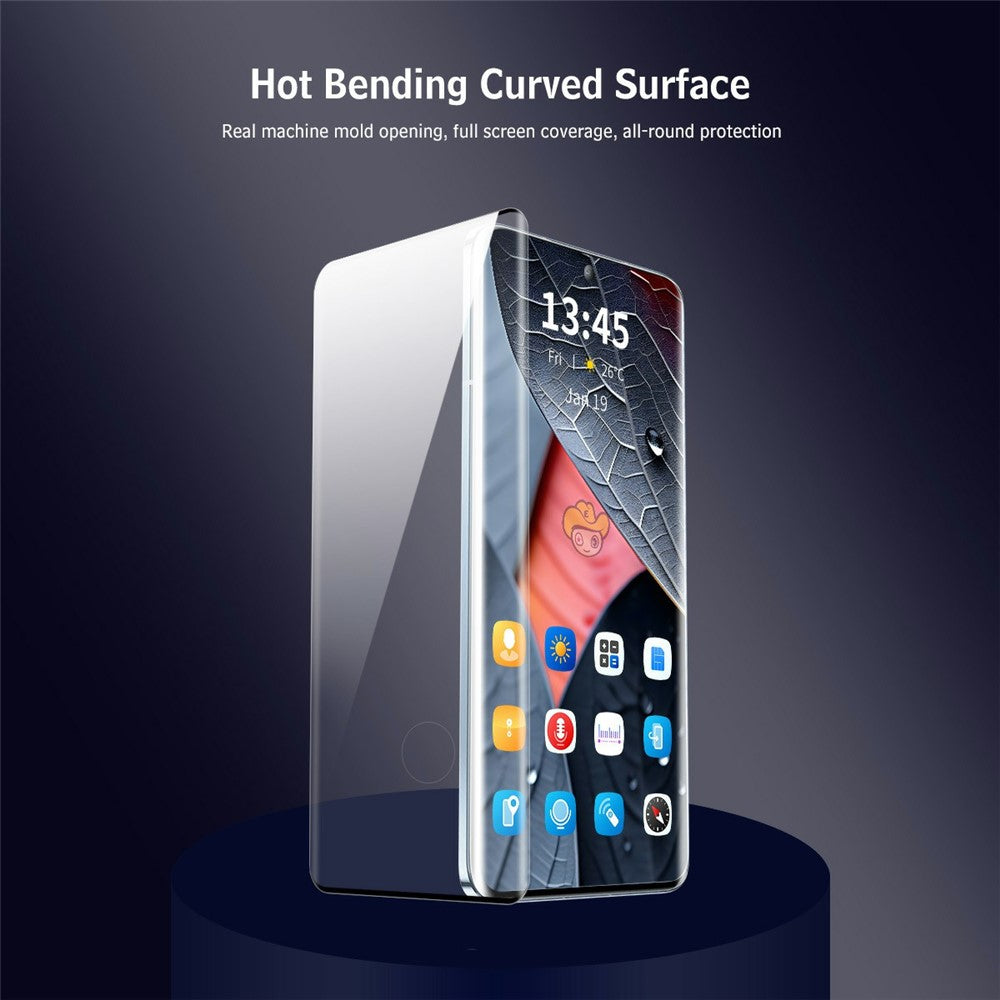 For Honor Magic8 Pro 5G Tempered Glass ENKAY HAT PRINCE Side Glue Full Screen Protector 3D Curved Clear Screen Film Support Fingerprint Unlock