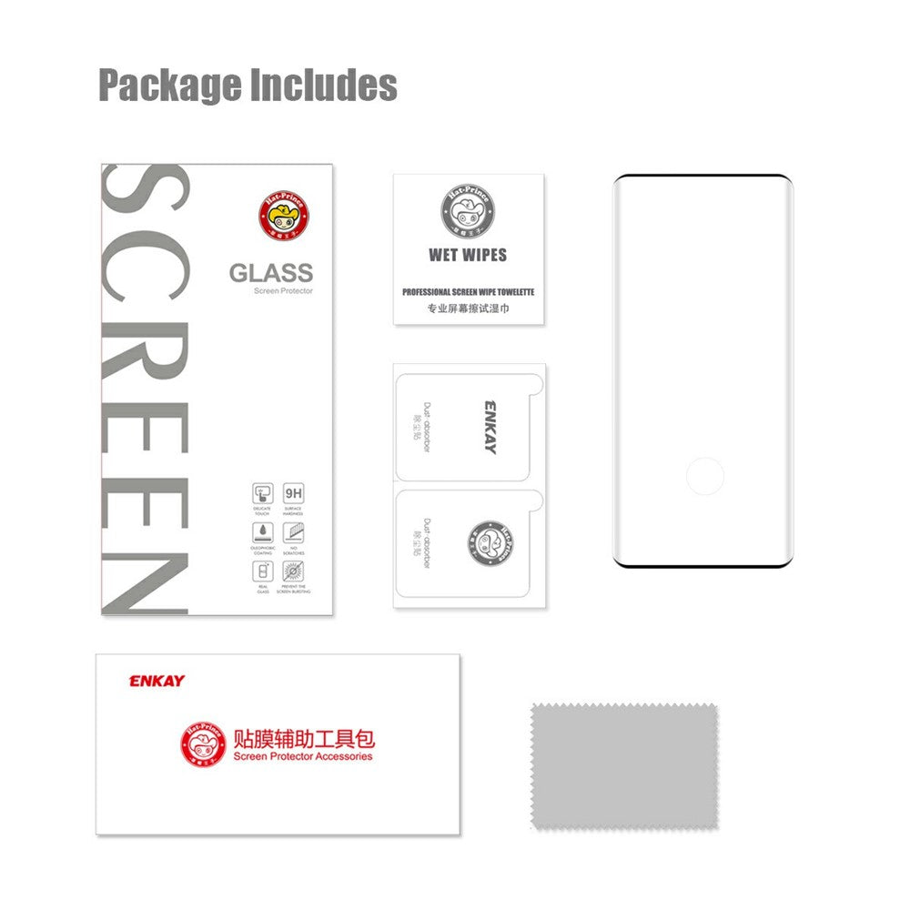 For Honor Magic8 Pro 5G Tempered Glass ENKAY HAT PRINCE Side Glue Full Screen Protector 3D Curved Clear Screen Film Support Fingerprint Unlock