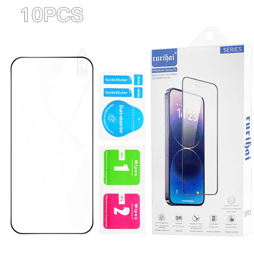 RURIHAI 10Pcs For Oppo Find X9 5G Full Glue Screen Protector High Aluminium Silicon Glass Film, Ultrasonic Fingerprint Unlock