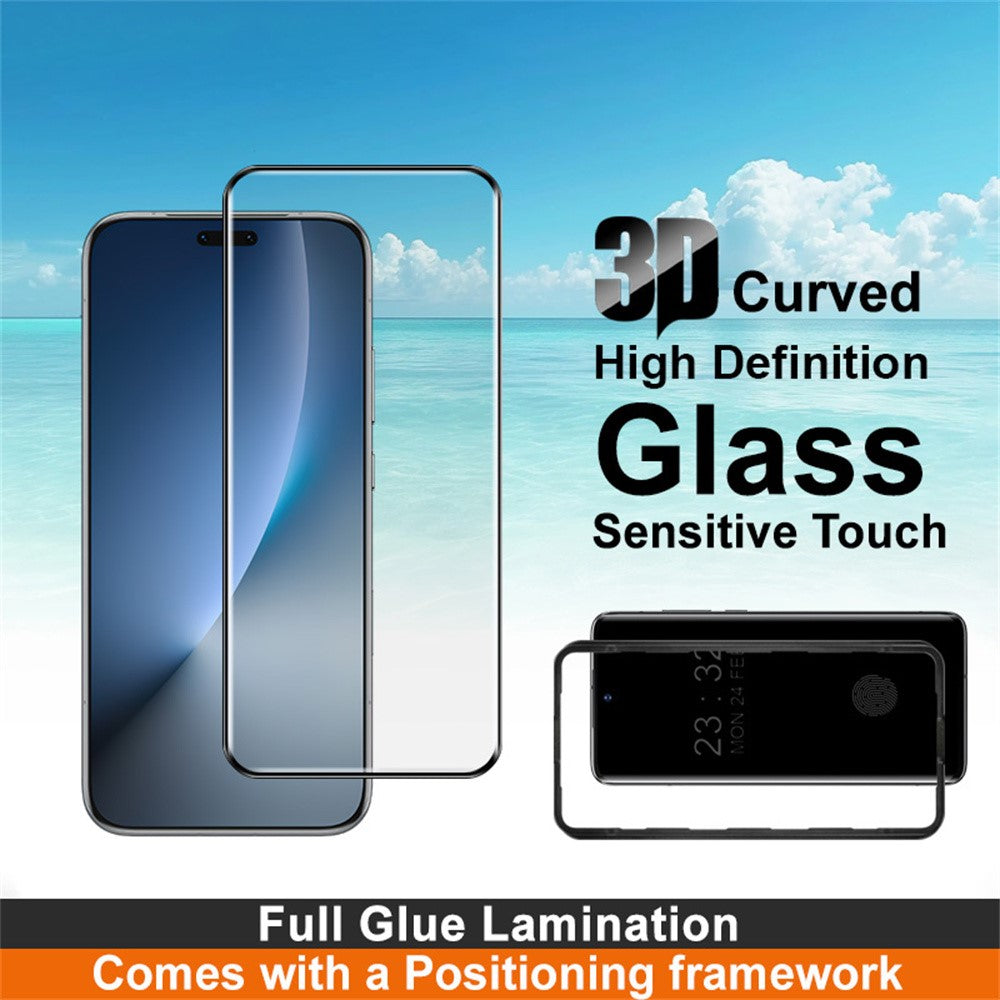 IMAK For Honor Magic8 Pro 5G Full Screen Protector 3D Curved Full Glue Tempered Glass Film with Positioning Frame (Fingerprint Unlock)