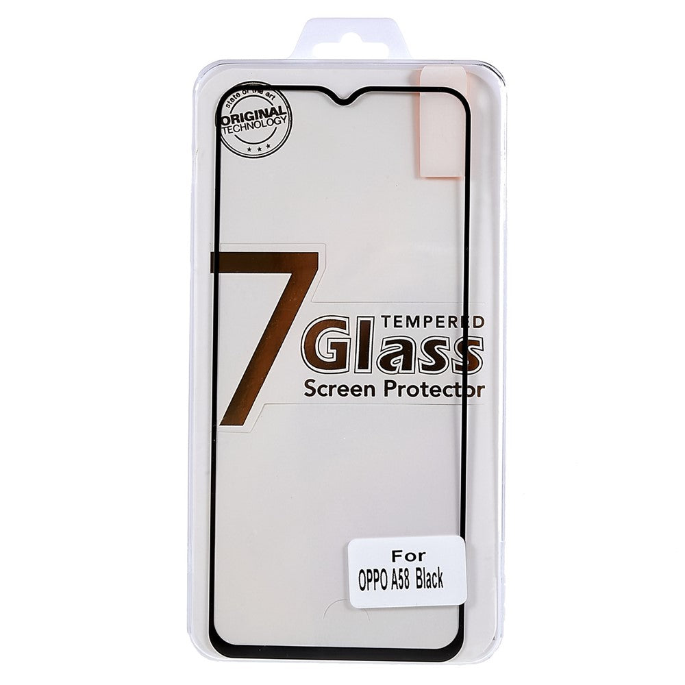 Anti-explosion Screen Protector For Oppo A58 5G, Tempered Glass Full Glue Silk Printing Black Edge Full Covering Film