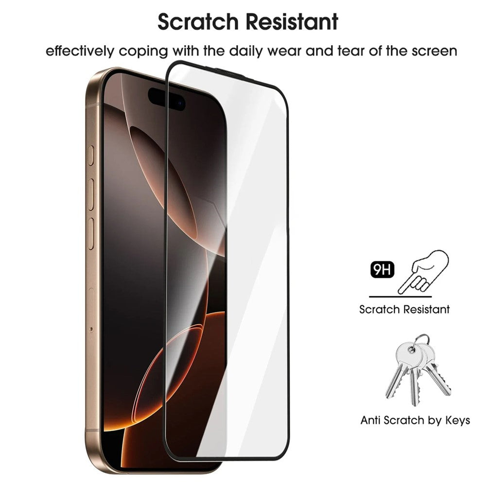 For iPhone 18 Pro Max / 17 Pro Max Full Screen Protector HD Clear Silk Printing High Aluminum-silicon Glass Film with Dust Removal Installation Frame