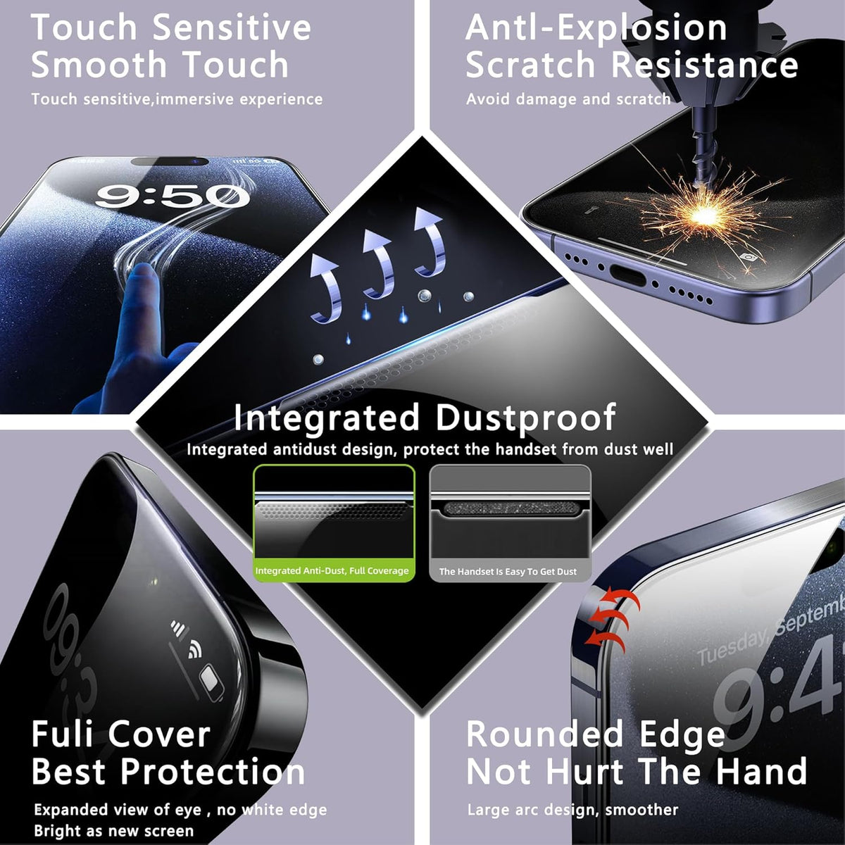 For iPhone 11 Pro 10Pcs Full Screen Protector 3D Arc 120C Anti-Static Silk Printing High Aluminium-silicon Glass Film