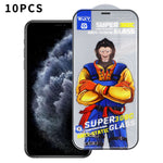 For iPhone 11 Pro 10Pcs Full Screen Protector 300C Large Arc Anti Static Silk Printing HD Clear Tempered Glass Film