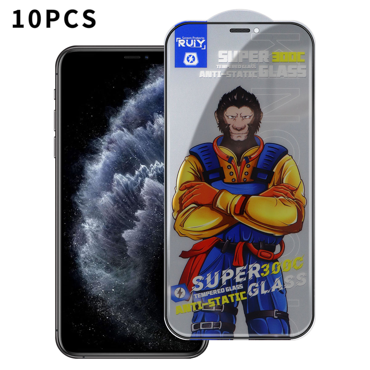 For iPhone 11 Pro 10Pcs Anti-Spy Full Screen Protector 300C Large Arc Anti Static Silk Printing Tempered Glass Film