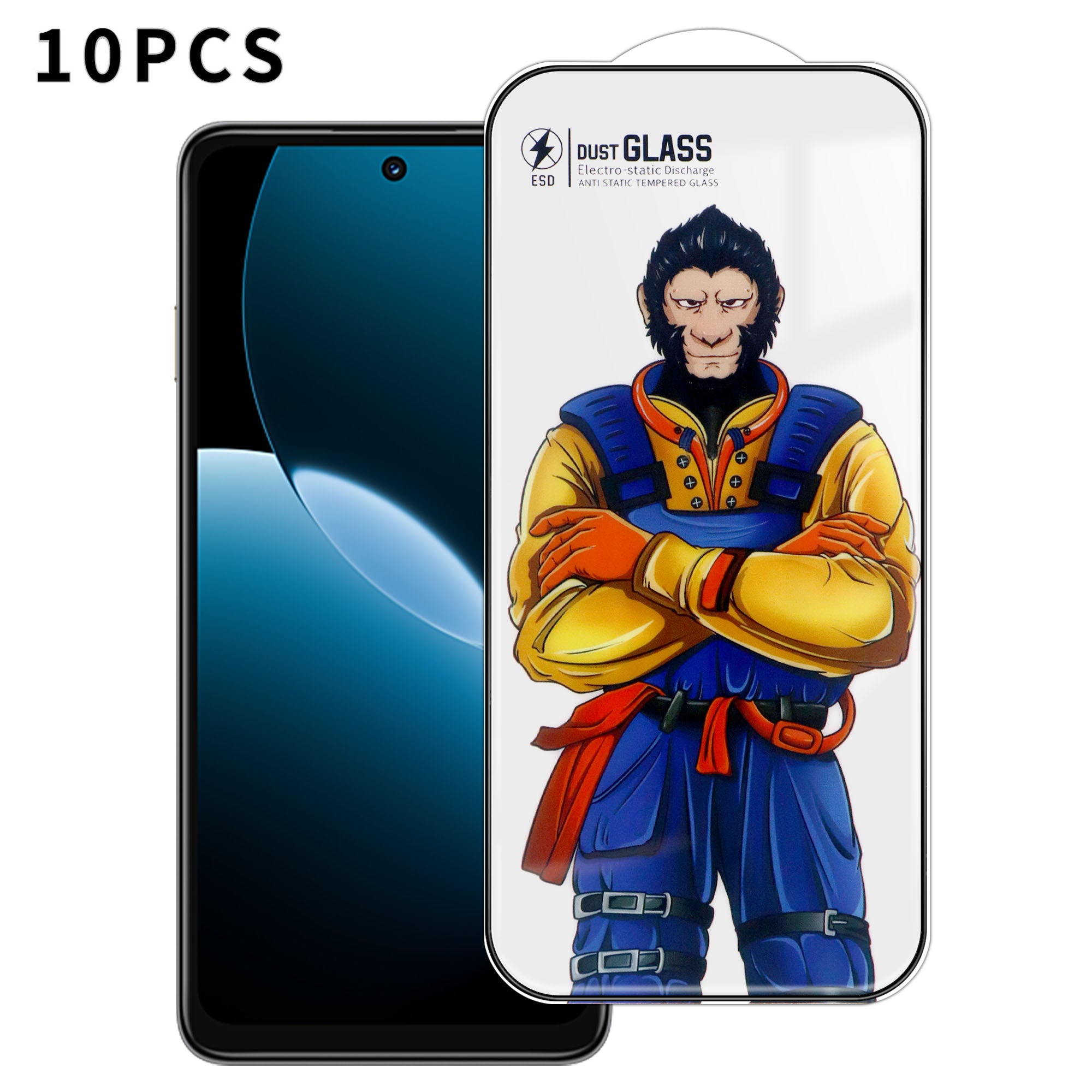 Huawei Enjoy 80 10 st. helskärmsskydd 3D Arc 120C antistatiskt silkestryck hög aluminium-kiselglasfilm