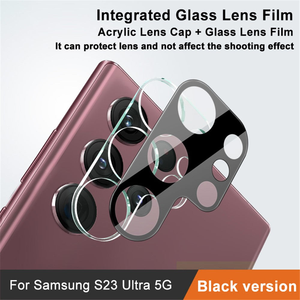 IMAK För Samsung Galaxy S23 Ultra Härdat Glas Linsfilm + Akryl Linsskydd Slitstarkt Kameralinsskydd (Svart Version)