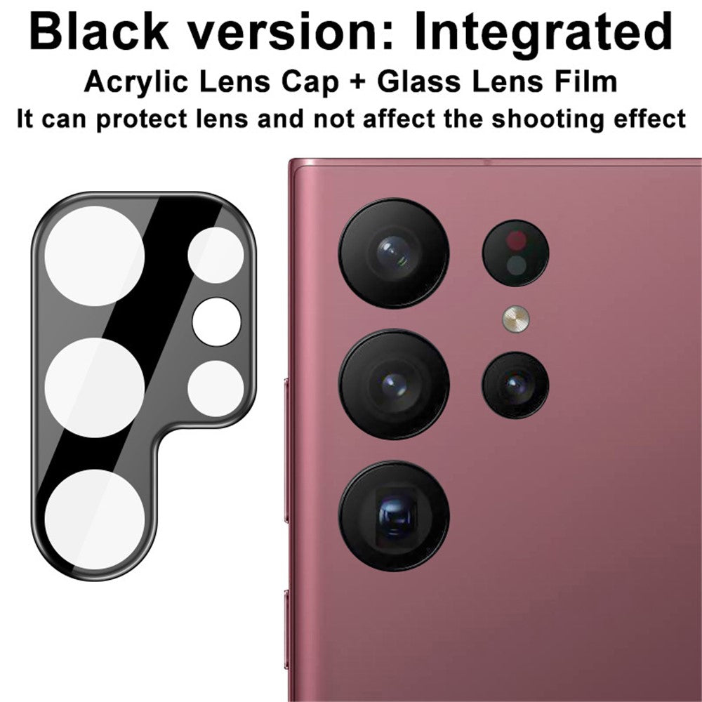 IMAK För Samsung Galaxy S23 Ultra Härdat Glas Linsfilm + Akryl Linsskydd Slitstarkt Kameralinsskydd (Svart Version)