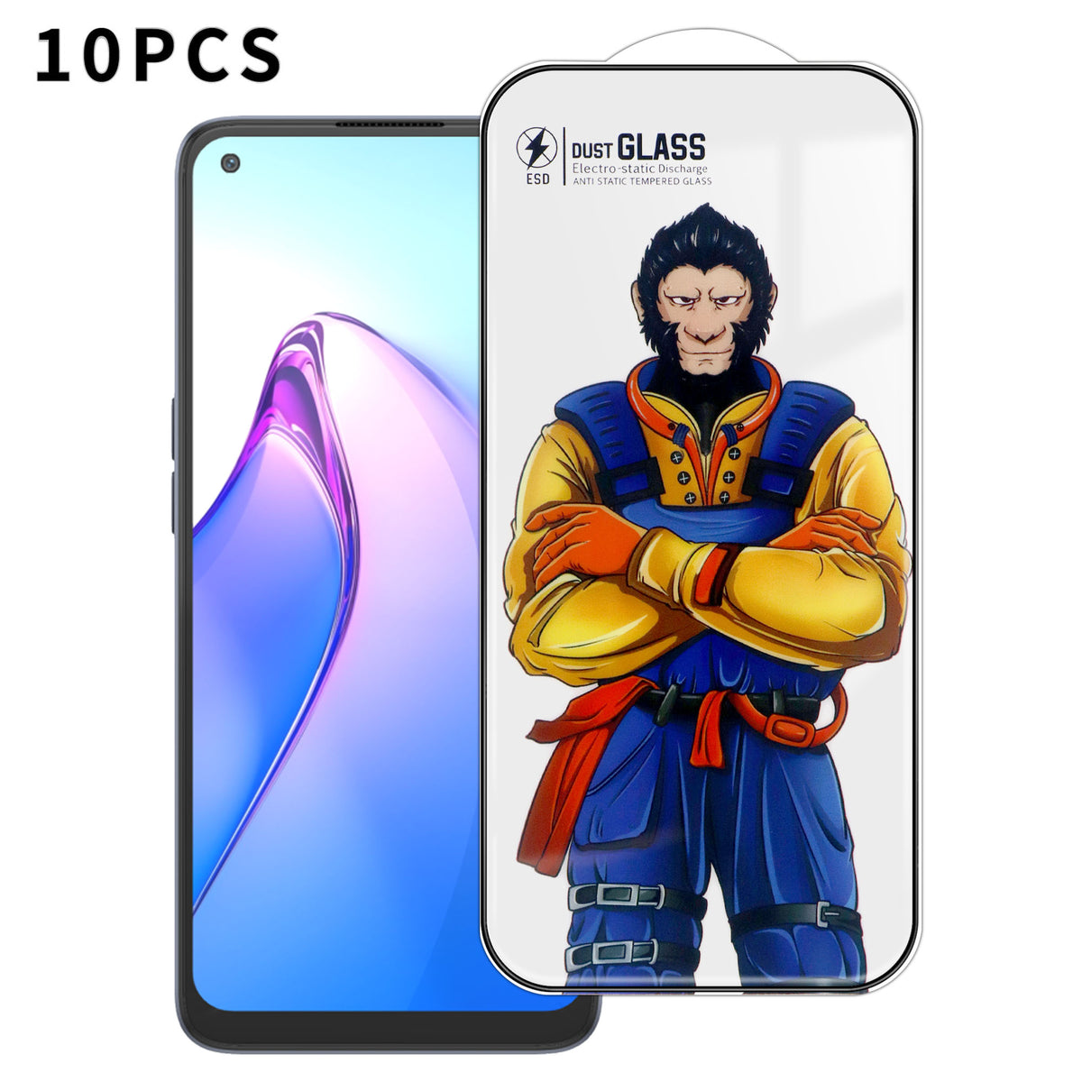 For Oppo Reno8 5G (Global Version) 10Pcs Full Screen Protector 3D Arc 120C Anti-Static Silk Printing High Aluminium-silicon Glass Film