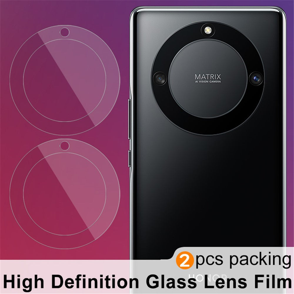 IMAK 2 st/set kameralinsskydd för Honor X40 5G / X9a 5G / Magic5 Lite 5G, explosionsskyddande bubbelfri HD genomskinlig härdad glaslinsskyddsfilm