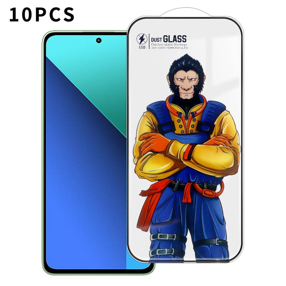 Xiaomi Redmi Note 13 Pro 5G 10 st. helskärmsskydd 3D Arc 120C antistatiskt silkestryck hög aluminium-kiselglasfilm